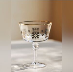 Anthropologie Bistro Tile Coupe Glasses, Set of 2, NWT